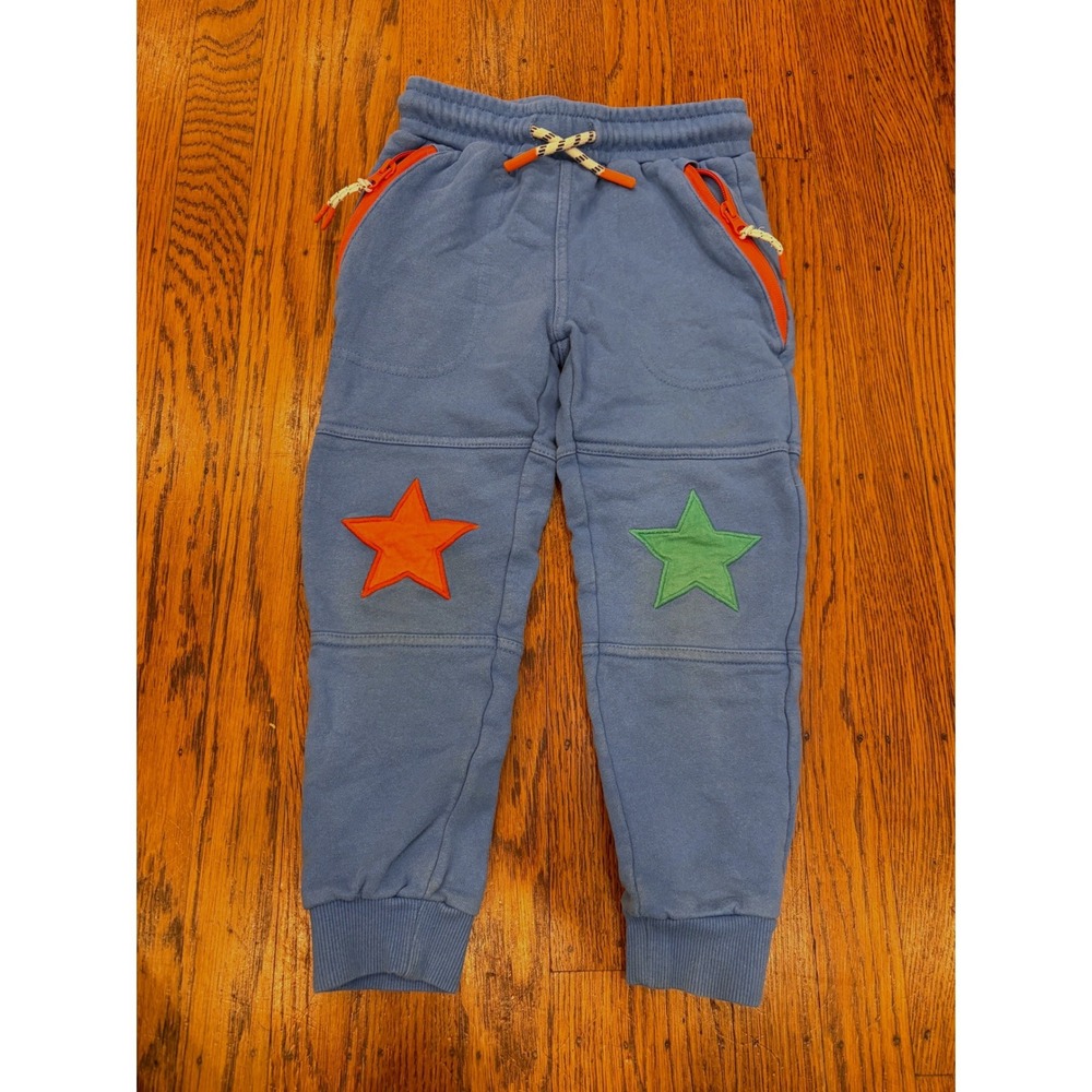 Mini Boden Boys Blue Star Patch Joggers Sweatpants Size 5-6Y